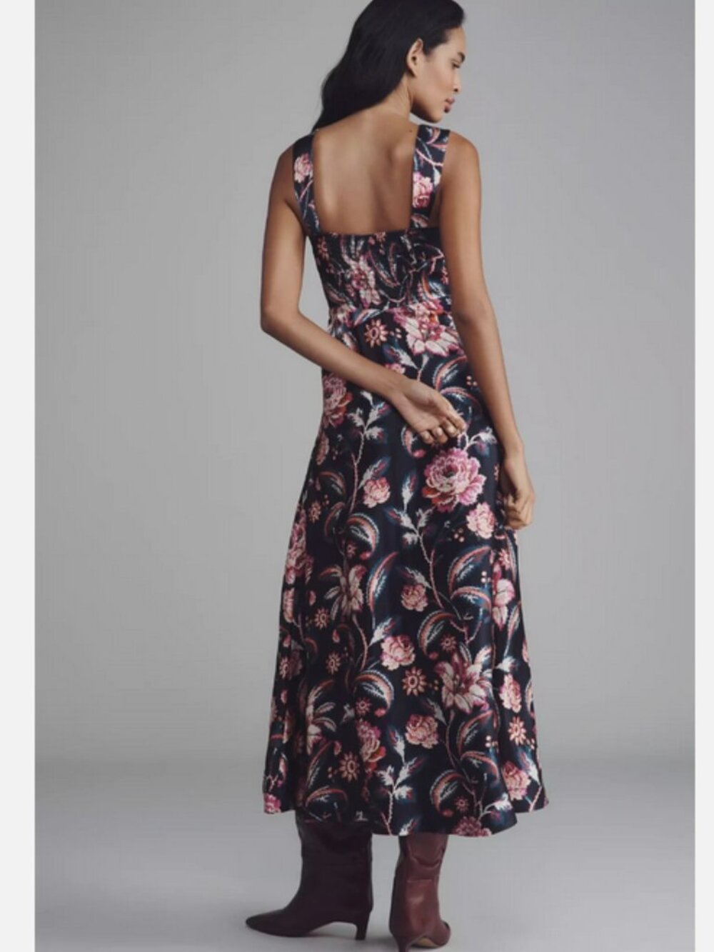 Anthropologie Maeve The Jocelyn Sleeveless Slip Midi Dress Black Floral M NWT - Picture 4 of 6